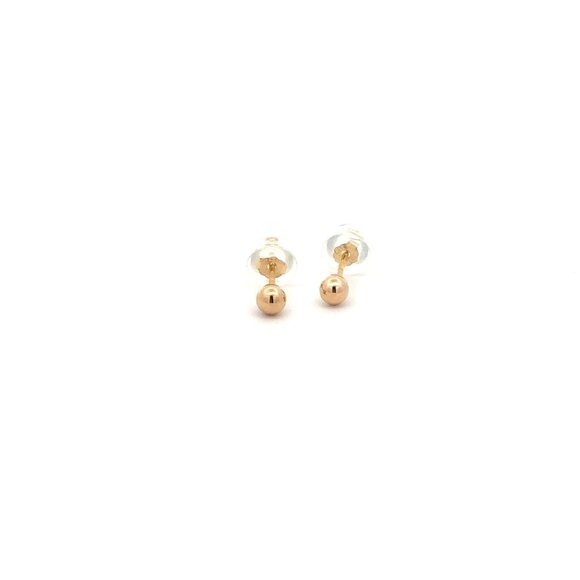 14K Gold Earrings Stud Ball Tiny 3mm Silicone Covered Backings - Picture 3 of 6